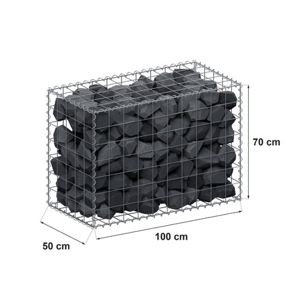 Gabbione 100 cm x 70 cm x 50 cm (L x H x P), maglia 10 cm x 10 cm, spirale