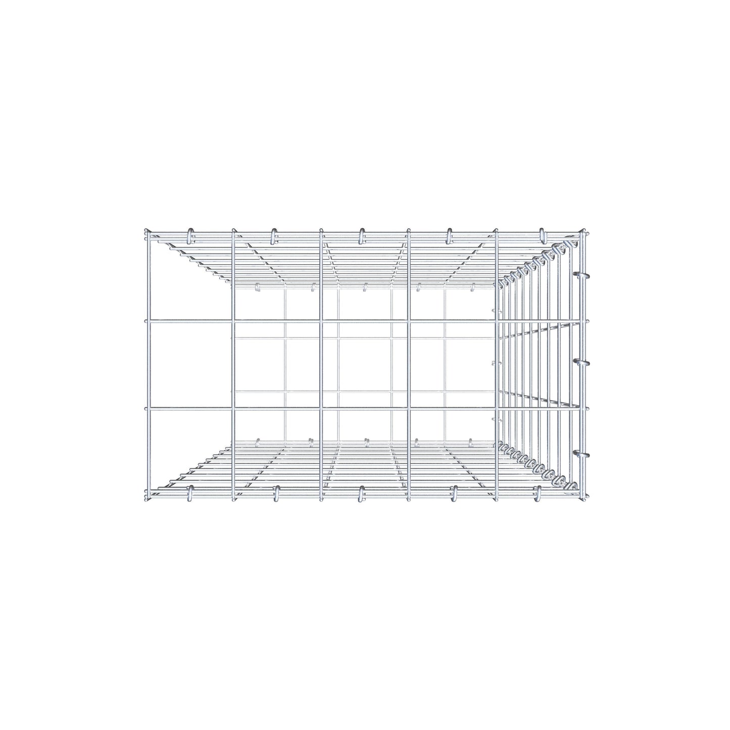 Monteret gabion type 2 100 cm x 50 cm x 30 cm (L x H x D), maskestørrelse 10 cm x 10 cm, C-ring