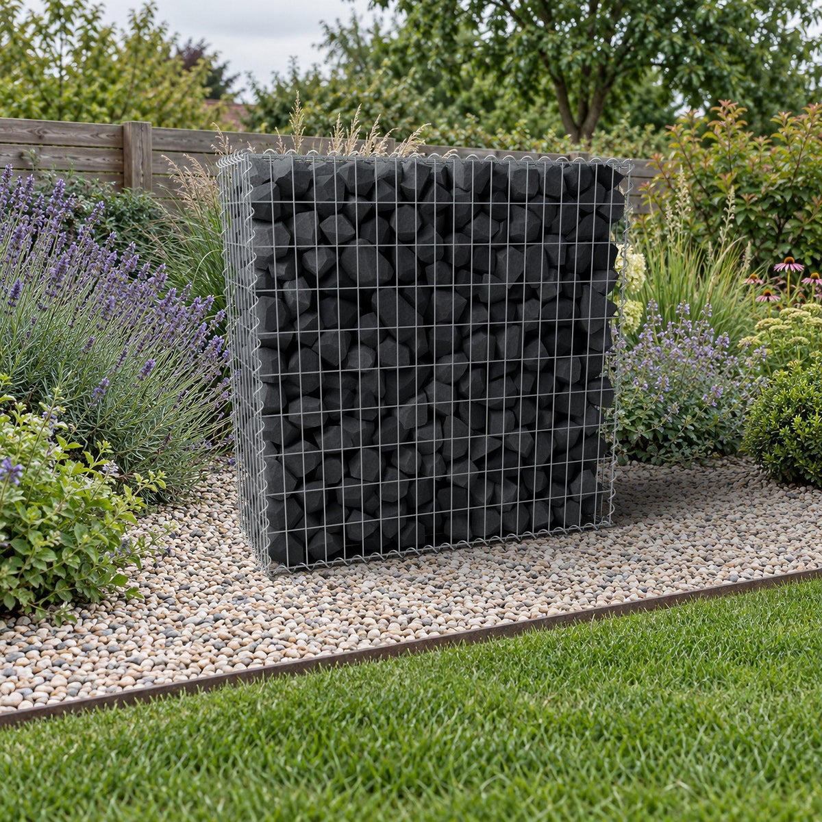 Gabion 100 cm x 100 cm x 40 cm (L x H x D), mesh size 5 cm x 10 cm, spiral