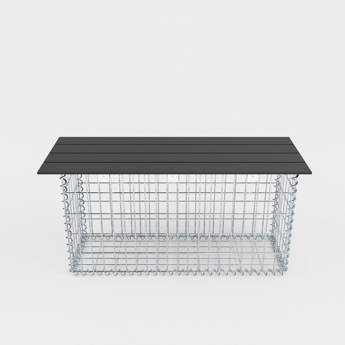 Banco de jardín de gaviones en espiral 105 x 50 x 30 cm - MW 5 x 10 cm, con encimera reciclada en antracita