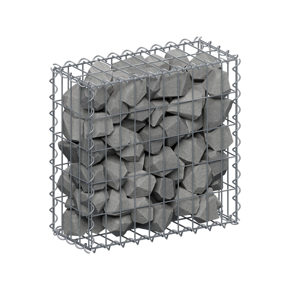 Gabion 50 cm x 50 cm x 20 cm (L x H x D), maskestørrelse 5 cm x 10 cm, spiral