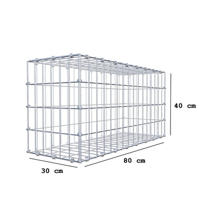 Gabião 80 cm x 40 cm x 30 cm (C x A x P), malhagem 5 x 10 cm, anel espiral