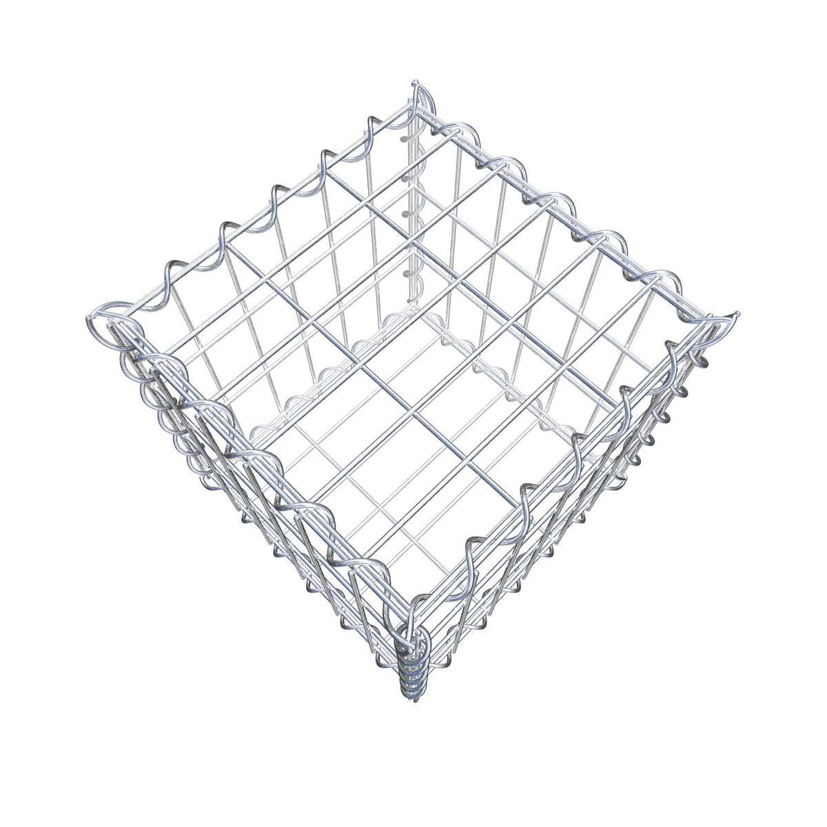 Gabião 30 cm x 30 cm x 30 cm (C x A x P), malhagem 5 cm x 10 cm, espiral