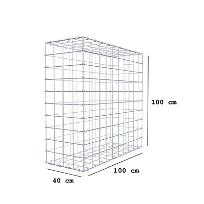 Gabione 100 cm x 100 cm x 40 cm (L x H x T), Maschenweite 10 x 10 cm, Spiralring