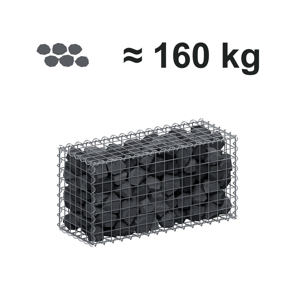 Gabion 80 cm x 40 cm x 30 cm (L x H x D), mesh size 5 cm x 5 cm, spiral