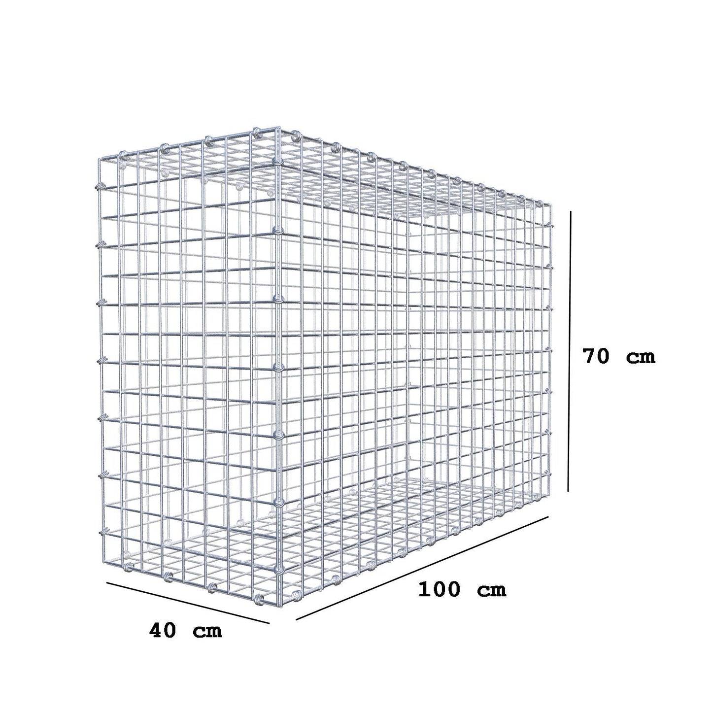 Gabion 100 cm x 70 cm x 40 cm (L x H x D), mesh size 5 x 5 cm, spiral ring