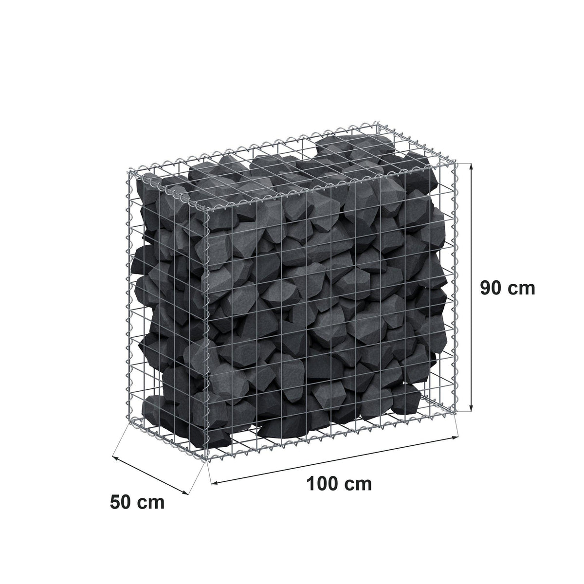 Gabion 100 cm x 90 cm x 50 cm (L x H x D), maskstorlek 10 cm x 10 cm, spiral