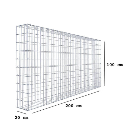 Gabion 200 cm x 100 cm x 20 cm (L x H x D), mesh size 5 x 10 cm, spiral ring