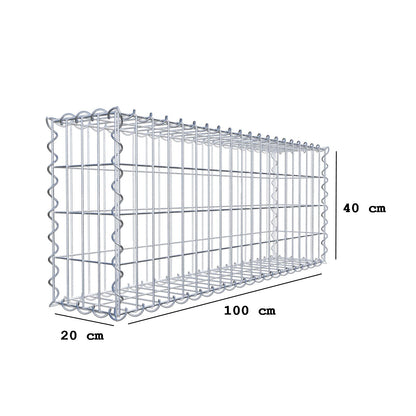 Juego de 2 gaviones de 100 cm x 40 cm x 20 cm (largo x alto x fondo), malla de 5 x 10 cm, en espiral