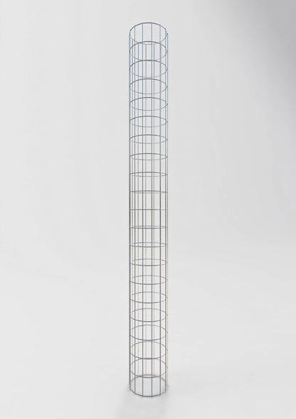 Rund gabionsøjle, varmgalvaniseret, 22 cm diameter, 200 cm højde, MW 5 cm x 10 cm