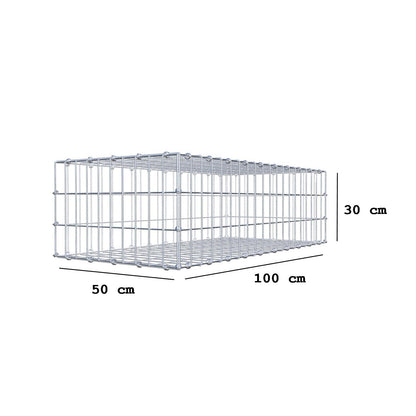 Gabion 100 cm x 30 cm x 50 cm (L x H x D), maskestørrelse 5 x 10 cm, spiralring