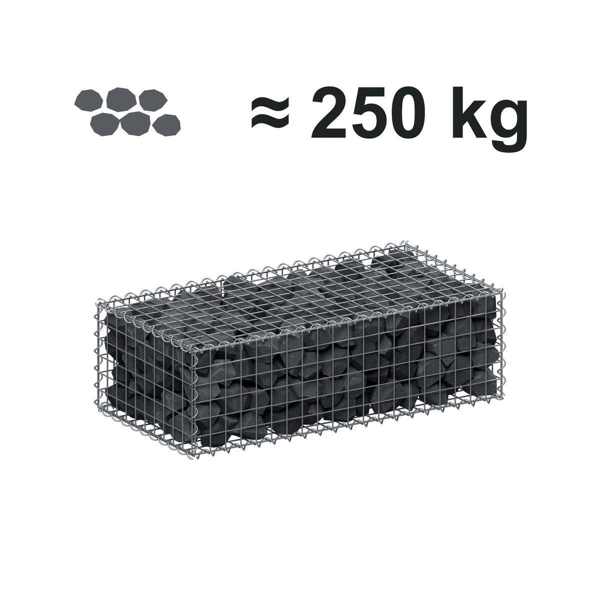 Gabion 100 cm x 30 cm x 50 cm (L x H x D), maskstorlek 5 cm x 5 cm, spiral
