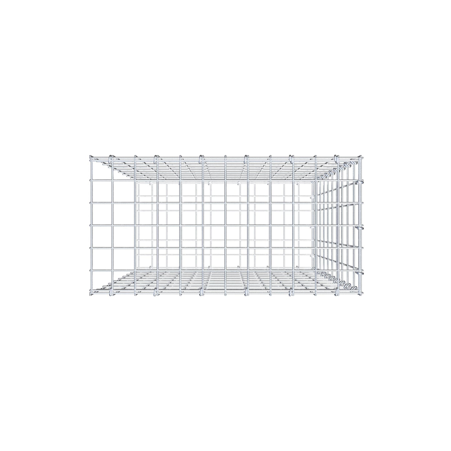 Fourche rapportée type 2 100 cm x 60 cm x 30 cm, mailles 5 cm x 10 cm, anneau en C