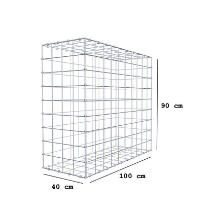 Gabione 100 cm x 90 cm x 40 cm (L x H x T), Maschenweite 10 x 10 cm, Spiralring