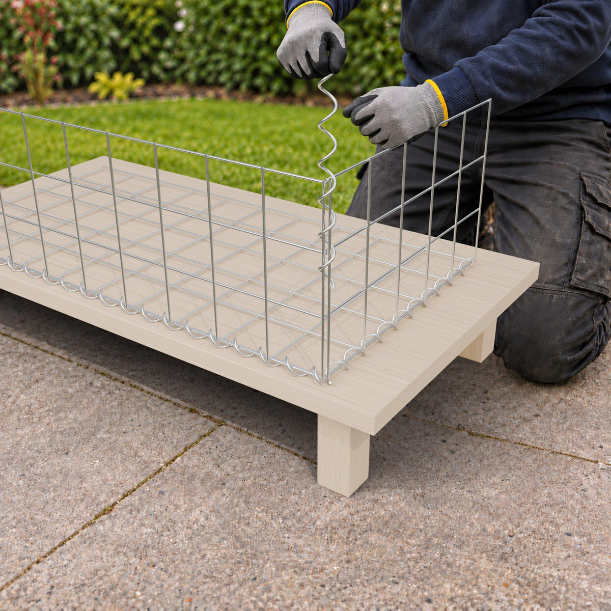 Gabion 100 cm x 30 cm x 50 cm (L x H x D), maskestørrelse 10 cm x 10 cm, spiral
