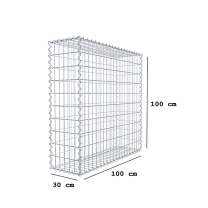 Schanskorf 100 cm x 100 cm x 30 cm (L x H x D), maaswijdte 5 cm x 10 cm, spiraal