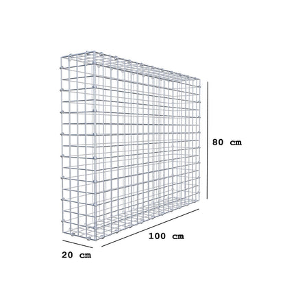 Gabião 100 cm x 80 cm x 20 cm (C x A x P), malhagem 5 x 5 cm, anel espiral