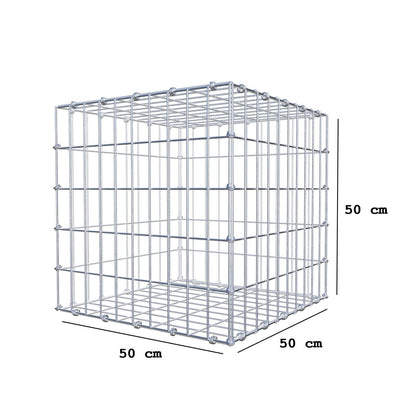 Gabion 50 cm x 50 cm x 50 cm (L x H x D), maskestørrelse 5 x 10 cm, spiralring