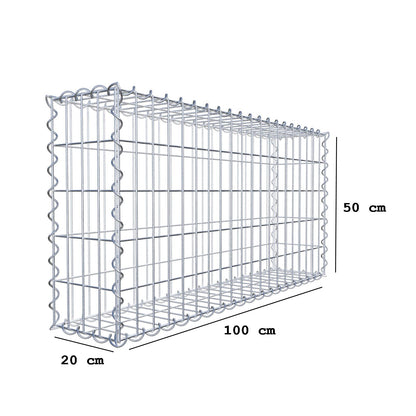 Gabion 100 cm x 50 cm x 20 cm (L x H x D), maskestørrelse 5 cm x 10 cm, spiral