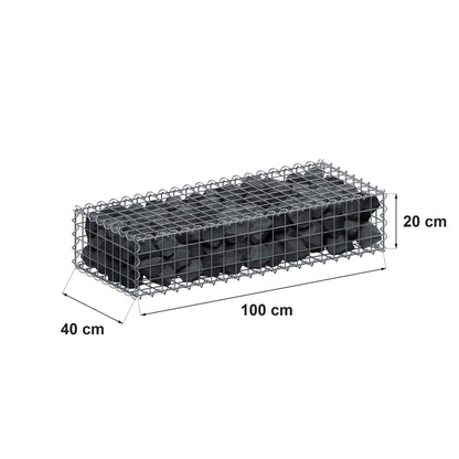Gabion 100 cm x 20 cm x 40 cm (L x H x D), mesh size 5 cm x 5 cm, spiral