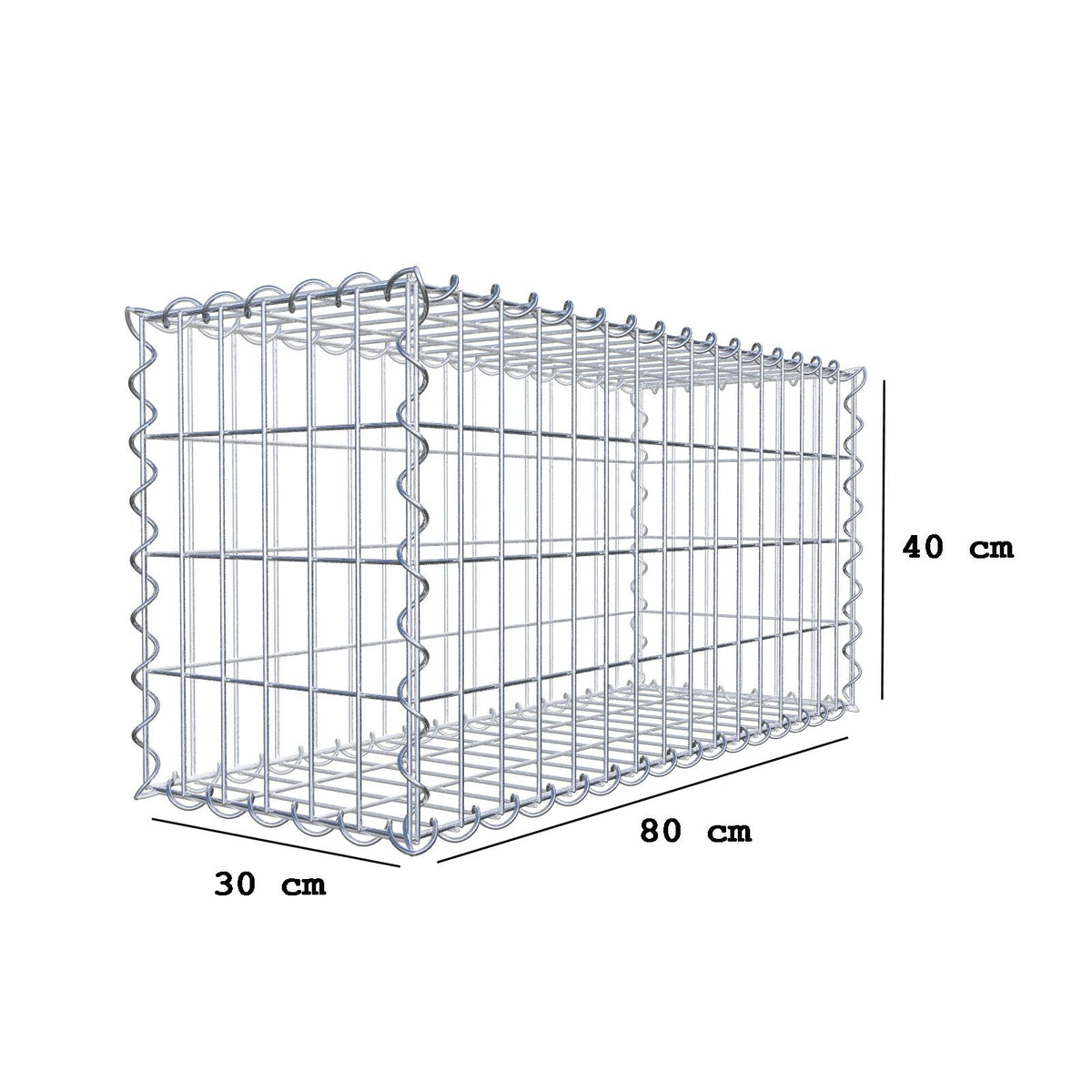 Gabion 80 cm x 40 cm x 30 cm (L x H x D), mesh size 5 cm x 10 cm, spiral