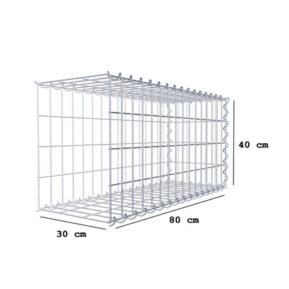 Opvokset gabion type 2 80 cm x 40 cm x 30 cm (L x H x D), maskestørrelse 5 cm x 10 cm, spiral