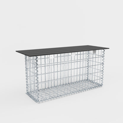Banco de jardín de gaviones en espiral 105 x 50 x 30 cm - MW 5 x 10 cm, con encimera reciclada en antracita