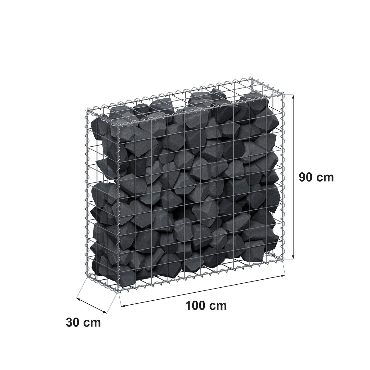 Gabion 100 cm x 90 cm x 30 cm (L x H x D), maskstorlek 10 cm x 10 cm, spiral