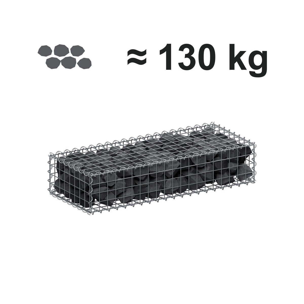 Gabion 100 cm x 20 cm x 40 cm (L x H x D), mesh size 5 cm x 5 cm, spiral