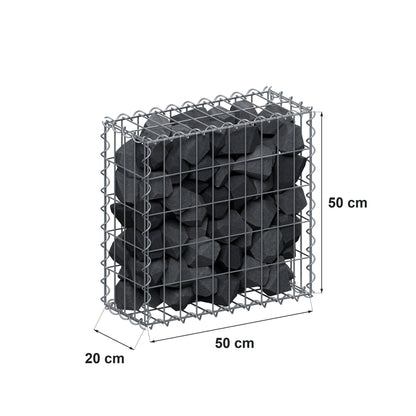 Gabion 50 cm x 50 cm x 20 cm (L x H x D), maskestørrelse 5 cm x 10 cm, spiral