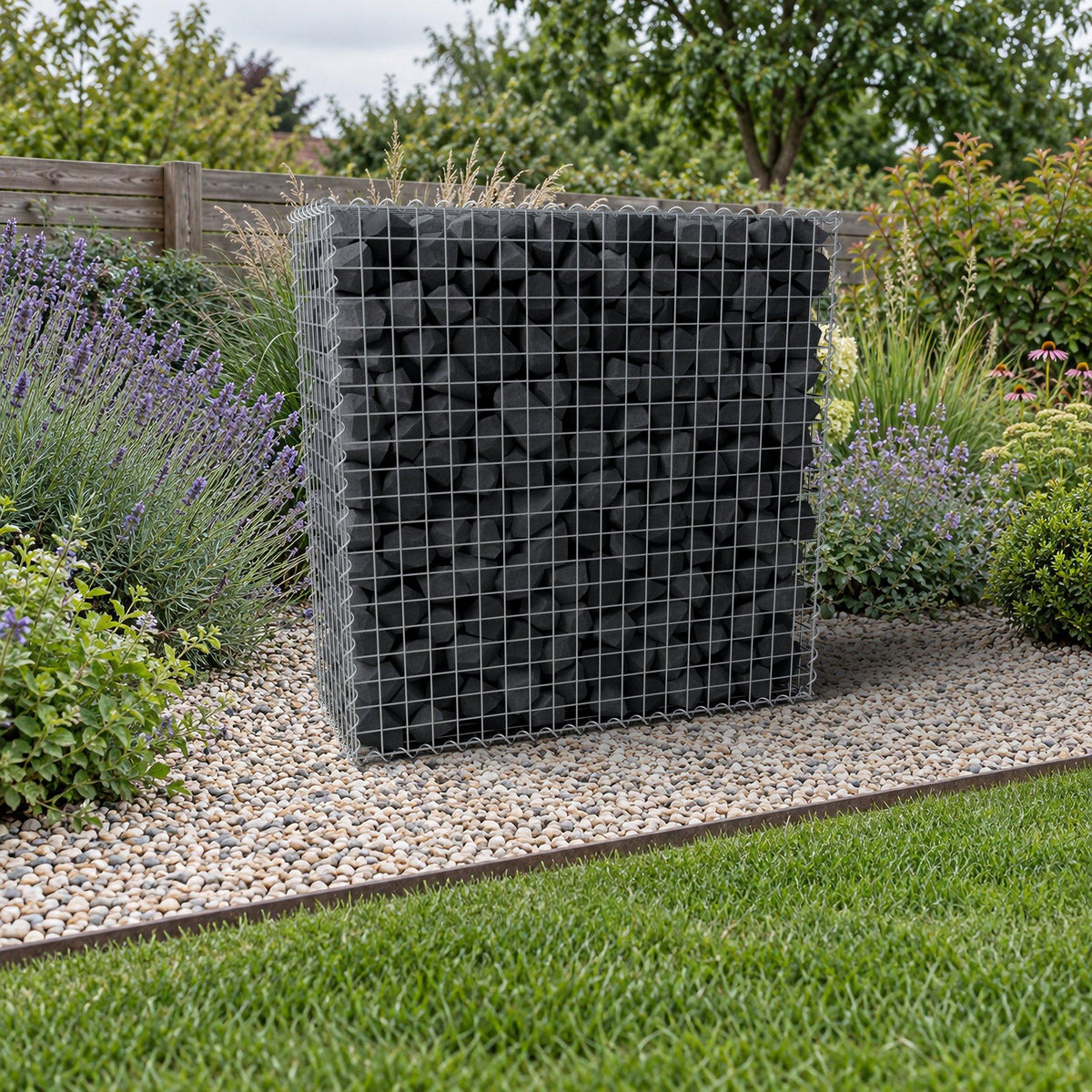 Gabion 100 cm x 100 cm x 40 cm (L x H x D), maskestørrelse 5 cm x 5 cm, spiral