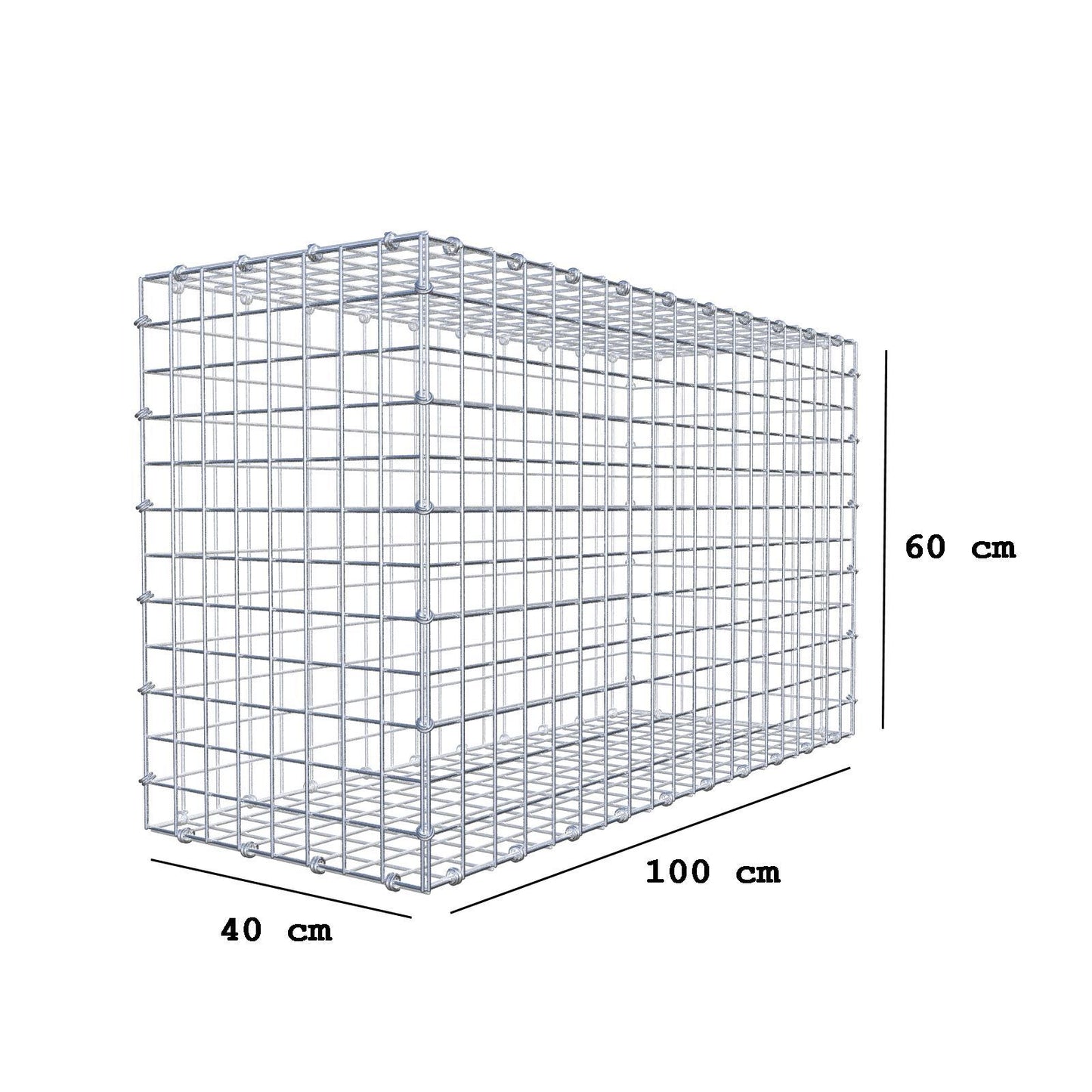 Gabion 100 cm x 60 cm x 40 cm (L x H x D), mesh size 5 x 5 cm, spiral ring