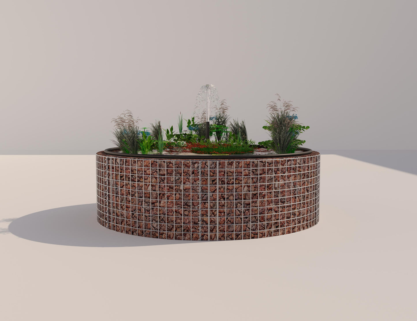 Laghetto rialzato in gabbioni, rotondo, diametro esterno 172 cm, altezza 50 cm, maglia 5 x 5 cm, spessore parete 15 cm