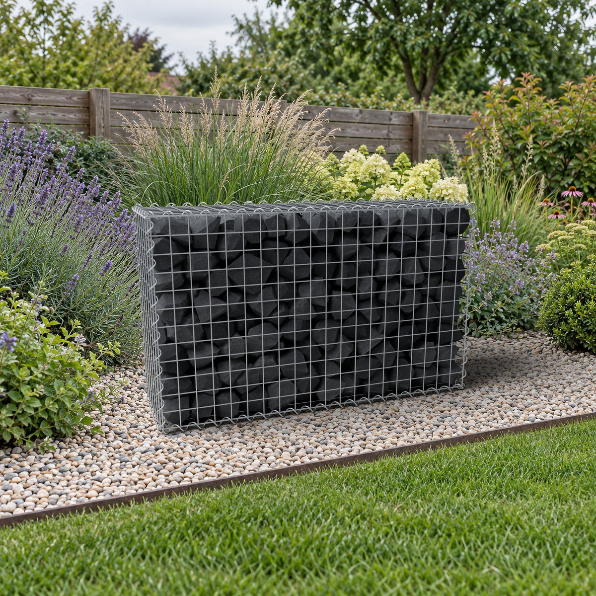 Gabion 100 cm x 60 cm x 30 cm (L x H x D), maskestørrelse 5 cm x 5 cm, spiral