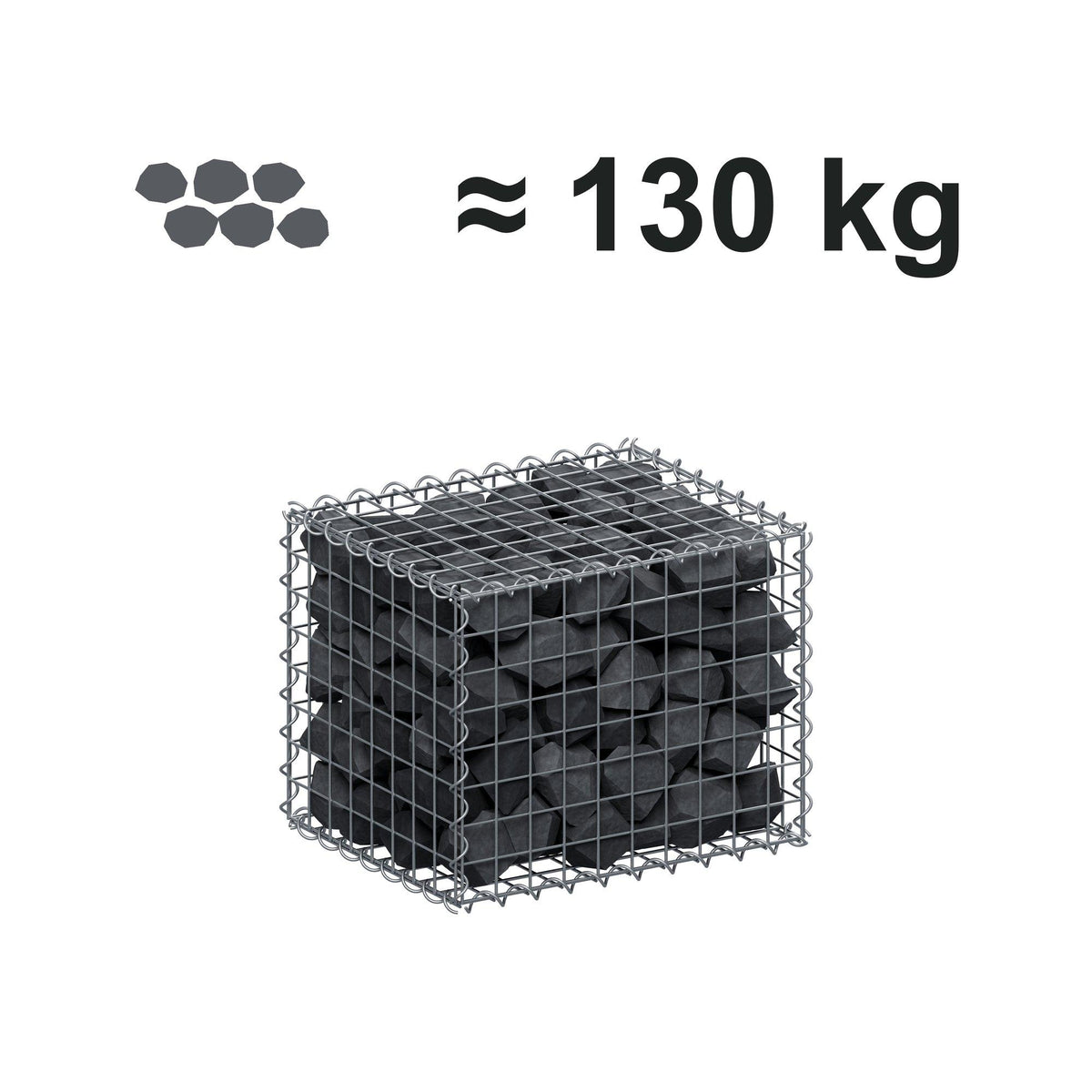Gabion 50 cm x 40 cm x 40 cm (L x H x D), maskestørrelse 5 cm x 5 cm, spiral