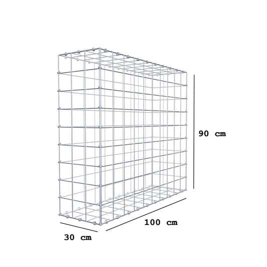 Gabione 100 cm x 90 cm x 30 cm (L x H x T), Maschenweite 10 x 10 cm, Spiralring