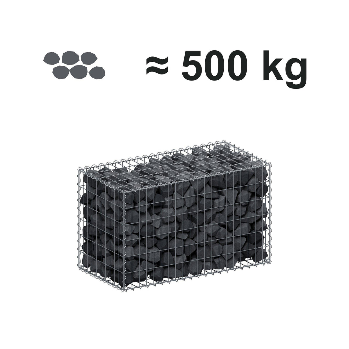 Gabion 100 cm x 60 cm x 50 cm (L x H x D), maskestørrelse 5 cm x 10 cm, spiral