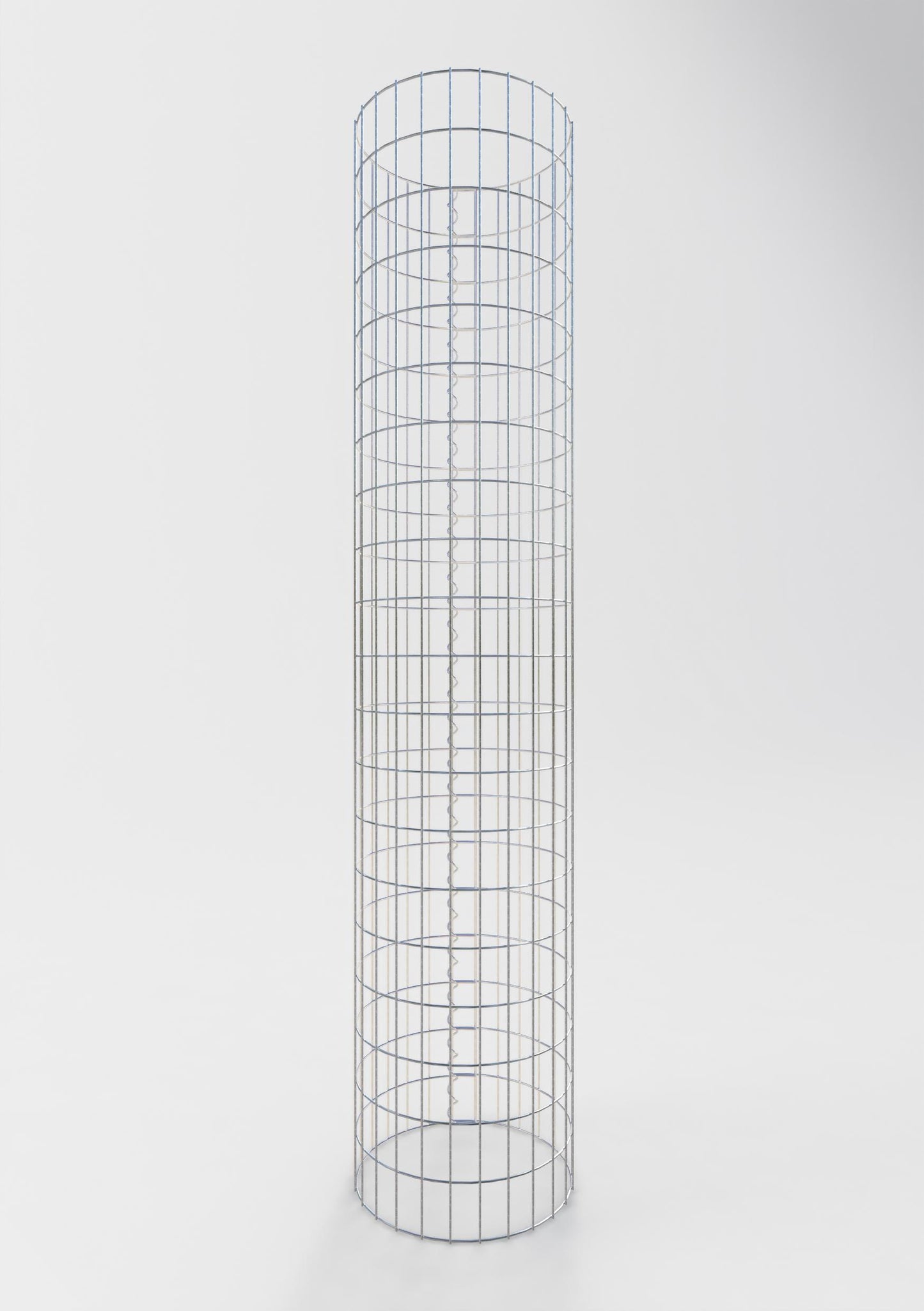 Schanskorfzuil rond 42 cm diameter, 200 cm hoogte, maaswijdte 5 cm x 10 cm