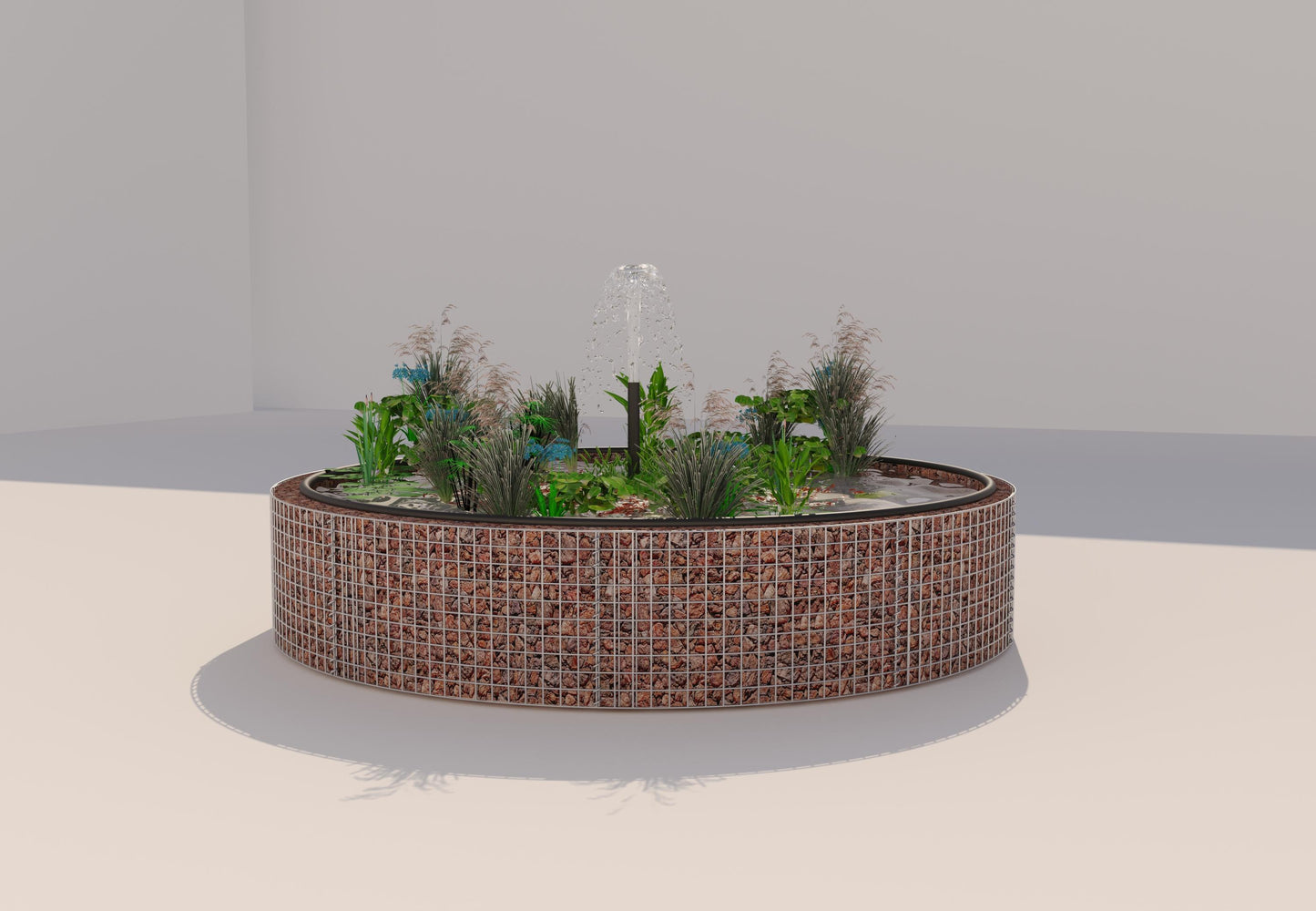 Gabionen Hochteich rund, Außendurchmesser 232 cm, Höhe 50 cm, Maschenweite 5 x 5 cm, Wandstärke 15 cm