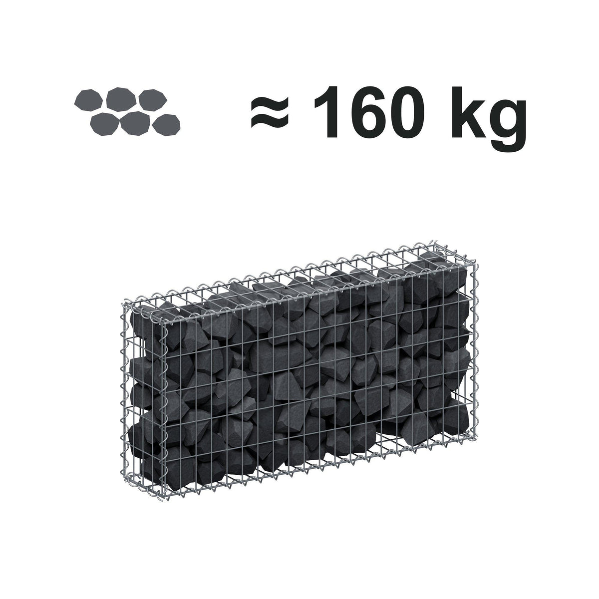Gabion 100 cm x 50 cm x 20 cm (L x H x D), maskstorlek 5 cm x 10 cm, spiral