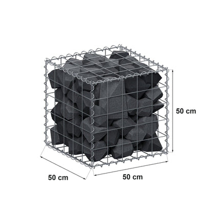 Gabione 50 cm x 50 cm x 50 cm (L x H x T), Maschenweite 10 cm x 10 cm, Spirale