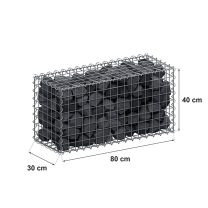 Gabion 80 cm x 40 cm x 30 cm (L x H x D), mesh size 5 cm x 5 cm, spiral