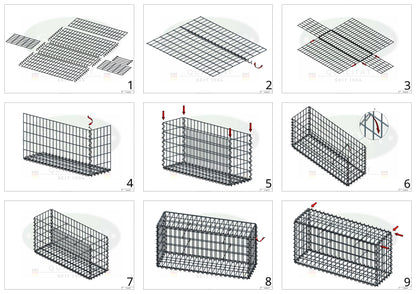 Gabion 50 cm x 50 cm x 30 cm (L x H x P), mailles 5 cm x 10 cm, spirale