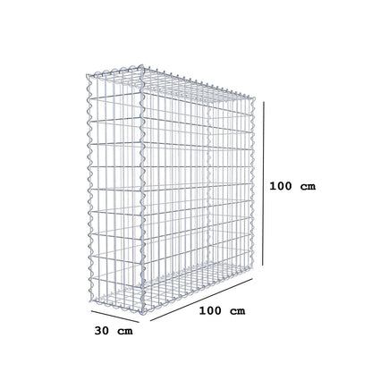 Sats med 2 gabioner 100 cm x 100 cm x 30 cm (L x H x D), maskstorlek 5 x 10 cm, spiral