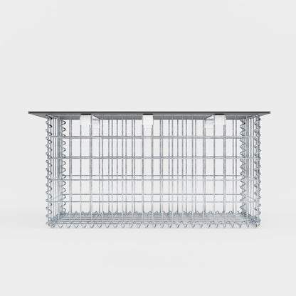 Banco de jardín de gaviones en espiral 105 x 50 x 30 cm - MW 5 x 10 cm, con encimera reciclada en antracita