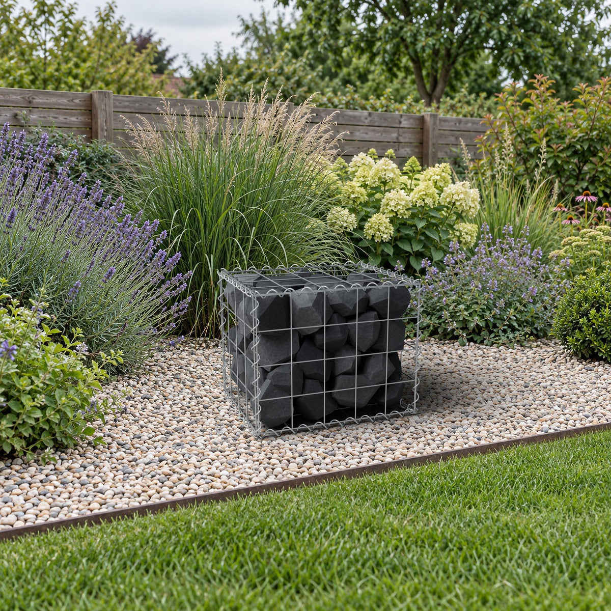 Gabion 50 cm x 40 cm x 40 cm (L x H x P), mailles 10 cm x 10 cm, spirale