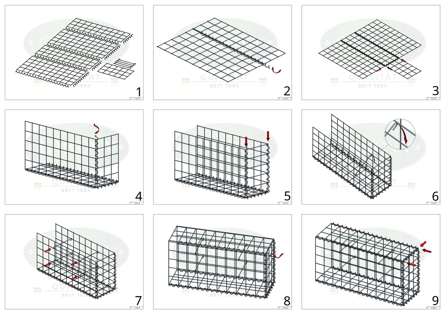 Gavión complementario tipo 2 80 cm x 40 cm x 30 cm (L x A x P), malla 10 cm x 10 cm, espiral