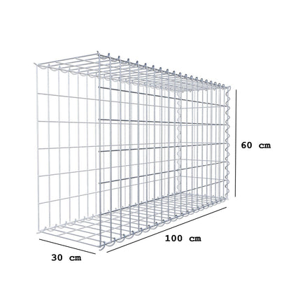 Opvokset gabion type 2 100 cm x 60 cm x 30 cm (L x H x D), maskestørrelse 5 cm x 10 cm, spiral