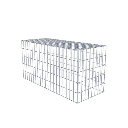Typ 4 påbyggnadsgabion 100 cm x 50 cm x 40 cm (L x H x D), maskstorlek 5 cm x 10 cm, C-ring