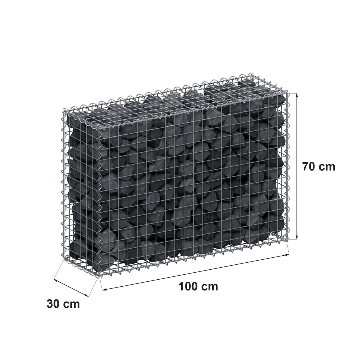 Gabion 100 cm x 70 cm x 30 cm (L x H x P), mailles 5 cm x 5 cm, spirale